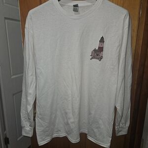 GILDAN White Long Sleeve Shirt with Lighthouse Design NWOT